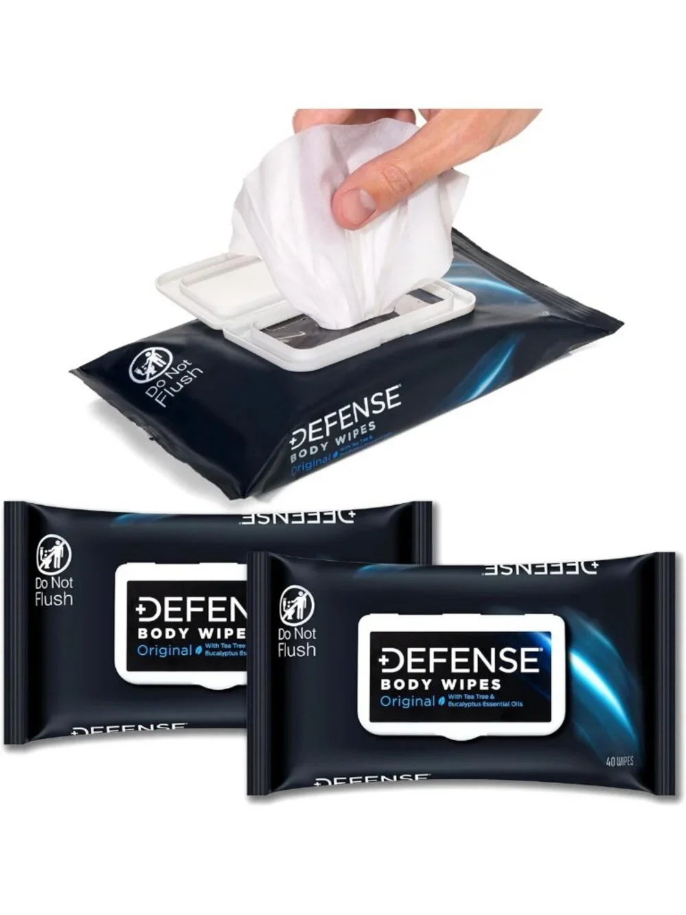 Natural Body Wipes with Tea Tree Oil - 40 Count, Pack of 3, Refreshing